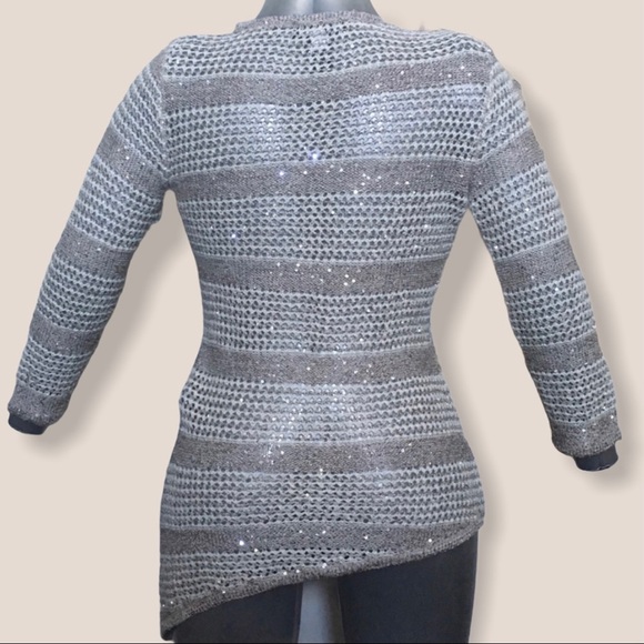 INC Light Woven Asymmetrical Sweater With Sequins - Picture 6 of 7